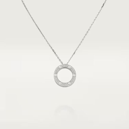 Dây chuyền Cartier Love | Vàng trắng 18k - kim cương pave