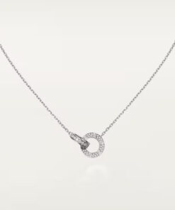 Dây chuyền Cartier Love đôi | Vàng trắng 18k - kim cương pave