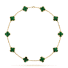   Dây chuyền Van Cleef & Arpels Alhambra 10 hoa vàng 18K đá Malachite xanh