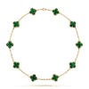   Dây chuyền Van Cleef & Arpels Alhambra 10 hoa vàng 18K đá Malachite xanh