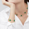   Dây chuyền Van Cleef & Arpels Alhambra 10 hoa vàng 18K đá Malachite xanh