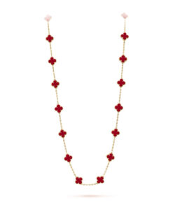   Dây chuyền Van Cleef & Arpels Alhambra dài 20 hoa Carnelian