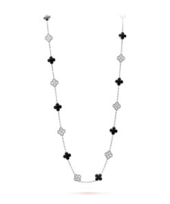   Dây chuyền Van Cleef & Arpels Alhambra dài 20 hoa kim cương, onyx