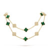 Dây chuyền Van Cleef & Arpels Alhambra dài 20 hoa Malachite, kim cương