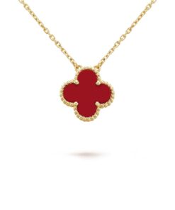 Dây chuyền Van Cleef & Arpels Alhambra vàng 18K đá Carnelian đỏ