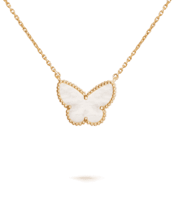 Dây chuyền Van Cleef & Arpels Lucky butterfly vàng 18K xà cừ trắng