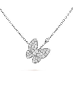   Dây chuyền Van Cleef & Arpels Two Butterfly vàng trắng 18k full kim cương