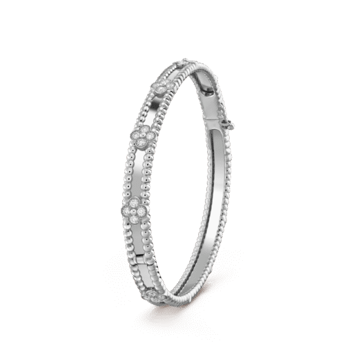 Lắc tay Van Cleef & Arpels Perlée sweet clovers vàng trắng 18k