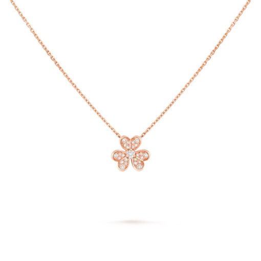  Mặt dây chuyền Van Cleef & Arpels Frivole mini vàng hồng 18K, kim cương