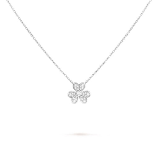   Mặt dây chuyền Van Cleef & Arpels Frivole mini vàng trắng 18k, kim cương