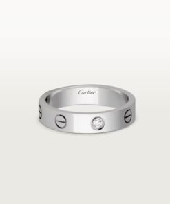   Nhẫn cưới Cartier Love 4mm | Vàng trắng 18k - 1 kim cương