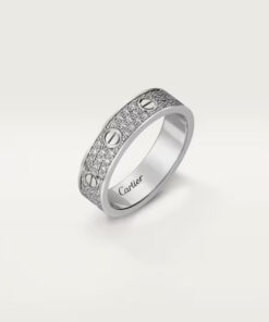   Nhẫn cưới Cartier Love | Vàng trắng 18k - kim cương Pavé