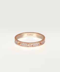   Nhẫn Cartier Love 2.6mm | Vàng hồng 18k - Kim cương Pave