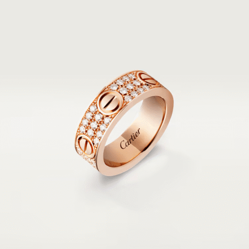 Nhẫn Cartier Love 6.5mm | Vàng hồng 18k - Kim cương Pave