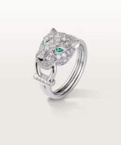   Nhẫn Panthère de Cartier 10.7mm | Vàng trắng 18k - Kim cương - Emerald - Onyx