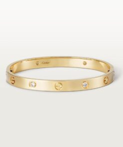   Vòng tay Cartier Love bản lớn vàng 18k - 4 kim cương - 6.1mm