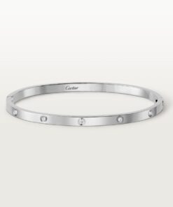   Vòng tay Cartier LOVE vàng trắng 18k - 10 kim cương - 3.65mm