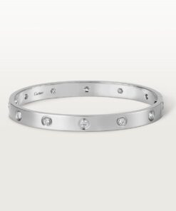   Vòng tay Cartier LOVE vàng trắng 18k - 10 kim cương - 6.1mm