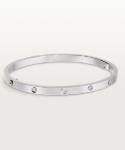   Vòng tay Cartier LOVE vàng trắng 18k - 6 kim cương - 3.65mm