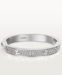   Vòng Tay Cartier LOVE vàng trắng 18k - full kim cương - 6.1mm