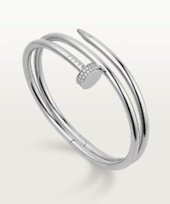   Vòng tay đinh Cartier Juste un Clou vàng trắng 18k - hai đầu kim cương - 2 vòng