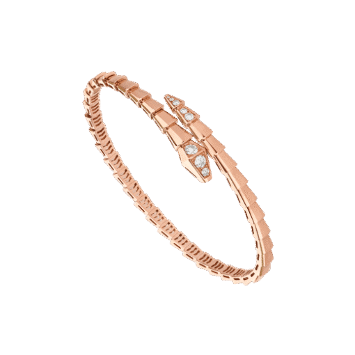  Vòng tay rắn BVLgari Serpenti Viper vàng hồng 18k - hai đầu kim cương