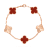  Vòng tay Van Cleef & Arpels Alhambra 5 hoa vàng 18K 3 đá Carnelian đỏ
