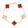  Vòng tay Van Cleef & Arpels Alhambra 5 hoa vàng 18K 3 đá Carnelian đỏ