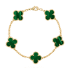 Vòng tay Van Cleef & Arpels Alhambra 5 hoa vàng 18K đá Malachite xanh