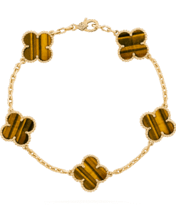   Vòng tay Van Cleef & Arpels Alhambra 5 hoa vàng 18K đá Tiger Eye