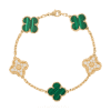   Vòng tay Van Cleef & Arpels Alhambra 5 hoa vàng 18K kim cương 3 Malachite