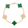   Vòng tay Van Cleef & Arpels Alhambra 5 hoa vàng 18K kim cương 3 Malachite