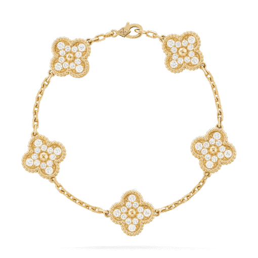   Vòng tay Van Cleef & Arpels Alhambra 5 hoa vàng 18K kim cương thiên nhiên