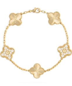   Vòng tay Van Cleef & Arpels Alhambra 5 hoa vàng 18K kim cương