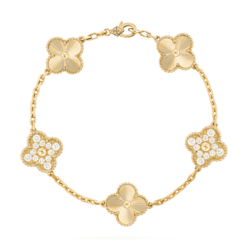   Vòng tay Van Cleef & Arpels Alhambra 5 hoa vàng 18K kim cương