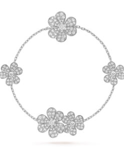   Vòng tay Van Cleef & Arpels Frivole 5 flowers vàng trắng 18k